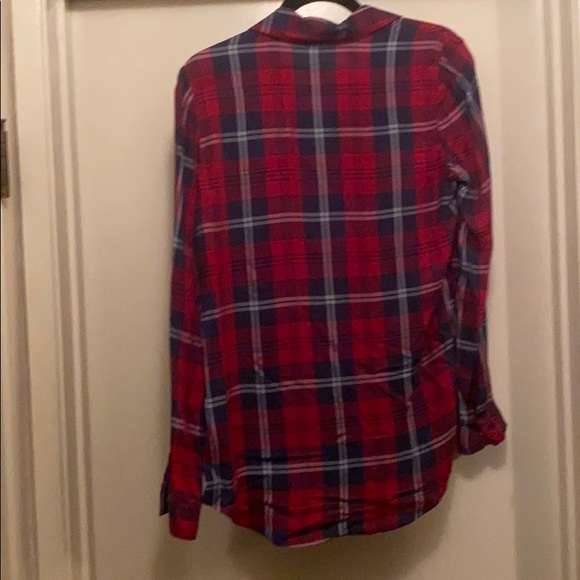 Red and blue thin button down flannel M - Picture 2 of 4